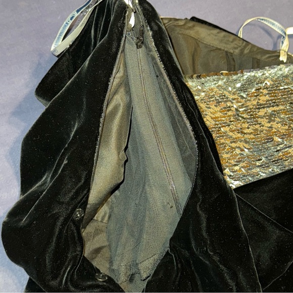 Oscar de la Renta black strapless draped velvet and sequin top / minidress - Picture 12 of 14